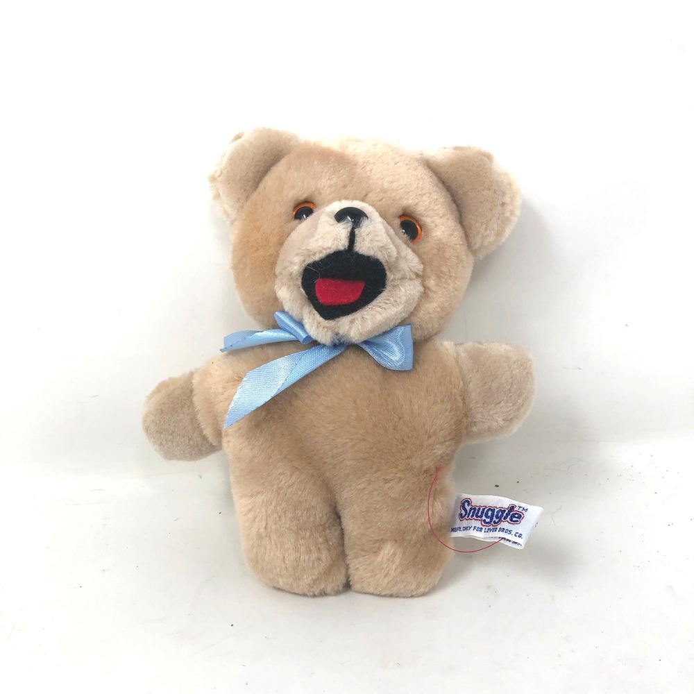 Vintage Snuggle Plush Bear 6" Tan Blue Bow Fabric Softener Advertising Russ